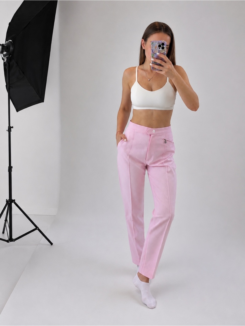 Vintage MCM Sports Pink Gingham Pants Y2K Designer Golf Trousers
